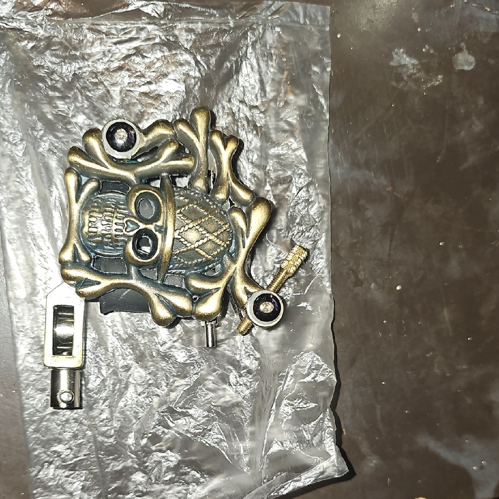 Gold and Silver Skull Belt Buckle
